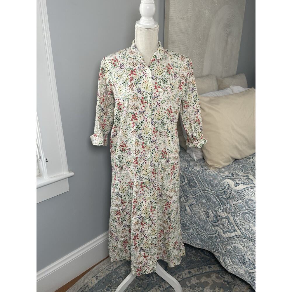 Vintage Andrew McMillan Floral Button Front Midi Dress Made USA Women’s 10